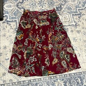 Vintage Geiger Red A-Line Midi Skirt for Resort Wear